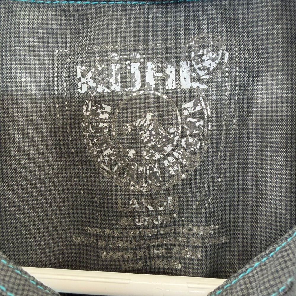 Kuhl Mens Blue Plaid Short Sleeve Button Down Hiking Shirt Large Pockets - Picture 4 of 15